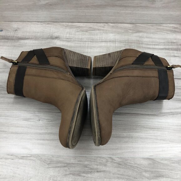 Franco Sarto Ankle Boots Womens 8M Dotty Brown Leather Zip Booties - Picture 7 of 11